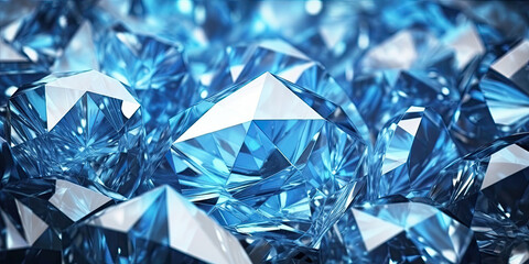 refection caustic of  blue diamond crystal jewel light texture background. blue shiny diamond stone abstract background,  - obrazy, fototapety, plakaty