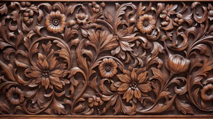 Foto op Aluminium flower and floral wood carving ornament pattern background © Instacraft.Studio