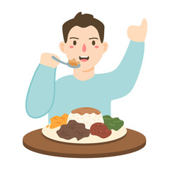 people eating nasi padang concept illustration