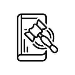 Black line icon for law book 