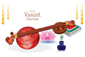 Happy vasant panchami indian cultural festival background