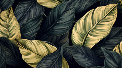 vintage luxury seamless floral background with tropical leaves