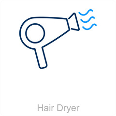 Hair Dryer and blow icon concept 