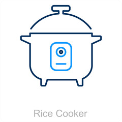 Rice Cooker and food icon concept 