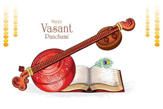 Happy vasant panchami traditional indian festival greeting card background