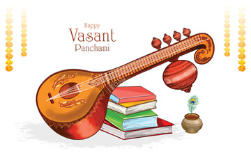 Beautiful indian festival vasant panchami card background