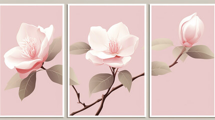 home decor of the walls. floral background with flower on pink background