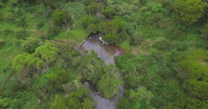 Drone stock footage Kenya Abedare ranges Karuru Waterfall