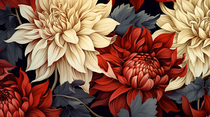 flower background concept with beautiful seamless pattern flowers dahlia and amaryllis flower
