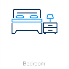 Bedroom and bed icon concept