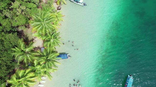 Top view of Estrella beach located in the Caribbean Sea in Bocas del Toro, Panama. South Atlantic Ocean.