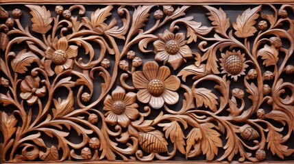 flower and floral wood carving ornament pattern background