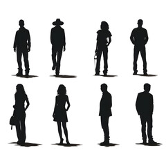 people silhouette isolated human person male female business black generative Ai.