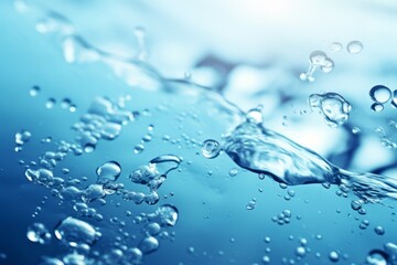 Naklejka na ściany i meble Fresh blue water with water bubbles backgrounds