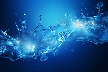 Fresh blue water with water bubbles backgrounds