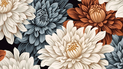 flower background with abstract elegant seamless pattern with hand drawn flowers