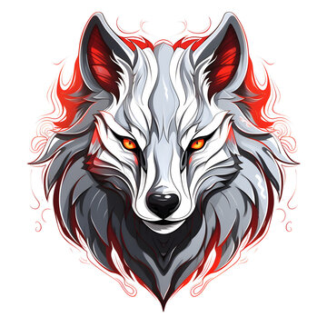 Wild Wolf Character Drawing Isolated
