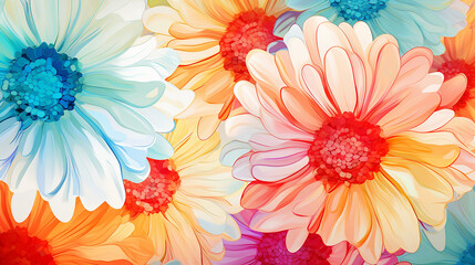 Fototapeta na wymiar beautiful abstract pattern with flowers garbera