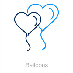 Balloons and celebrate icon concept 