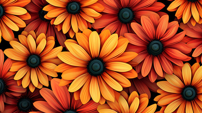 abstract pattern with flowers orange garbera