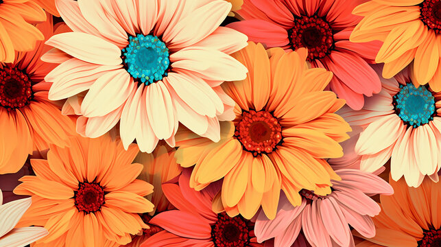 floral background concept with abstract pattern with flowers garbera