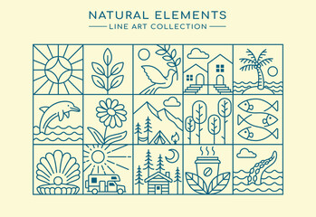 line art of natural elements collection