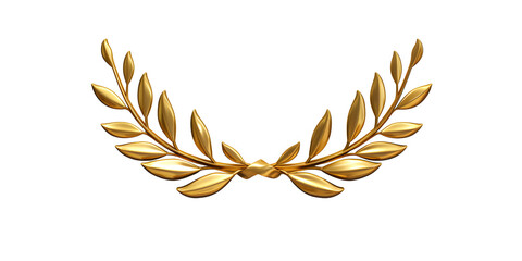 On-pure-white-background,Golden-laurel-wreath-isolated-on-white-background.-Trophy,-award,-champion-concept，png - obrazy, fototapety, plakaty