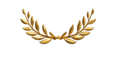 Foto op Canvas On-pure-white-background,Golden-laurel-wreath-isolated-on-white-background.-Trophy,-award,-champion-concept，png © Jing