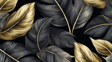vintage luxury golden seamless floral background with leaves