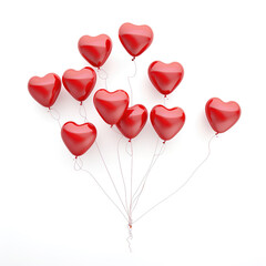 Heart shaped ballons on white background