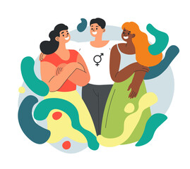 Gender identity, bisexual male with people vector