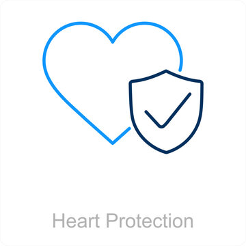 Heart Protection and heart icon concept 