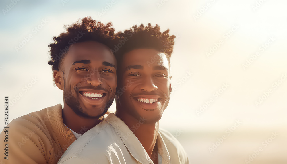 Wall mural gay couple on the beach , black history month