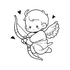 Fototapeta premium Cartoon Cupid with bow and arrow. Vector illustration of a cupid.