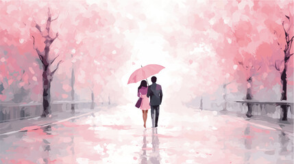 Romantic couple in love. Vector illustration of a man and woman in love.