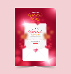 valentines day card or valentines party poster with hearts and love