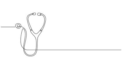 continuous line art one line art Stethoscope icon. Stethoscope sign. Symbol medicine. Vector illustration