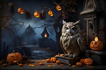 halloween background with pumpkin and bats pumpkin, night, moon, vector, autumn, holiday, illustration, cartoon, horror, 