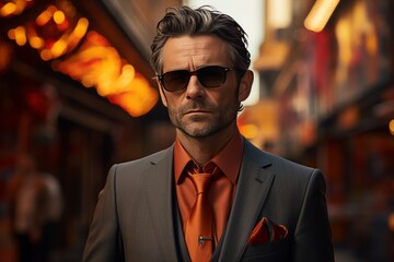 Photo Realistic of a Marketing Guru in a Chic, Modern Suit with Unique Accessories, Generative AI - obrazy, fototapety, plakaty