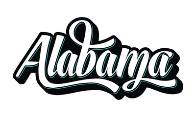 Alabama hand lettering design calligraphy vector,  Alabama text vector trendy typography design