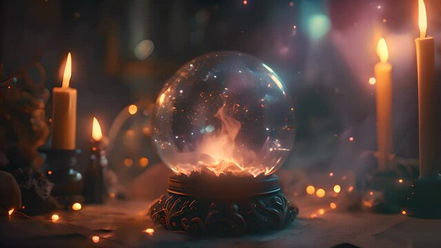 Magic fortune telling crystal ball. Mystic magical horizontal background.