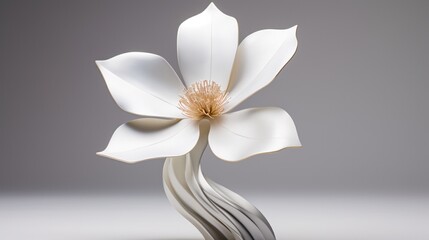 A mesmerizing flower-shaped award trophy, its vibrant petals and graceful curves capturing the essence of accomplishment and success, standing tall against a backdrop of pristine white.