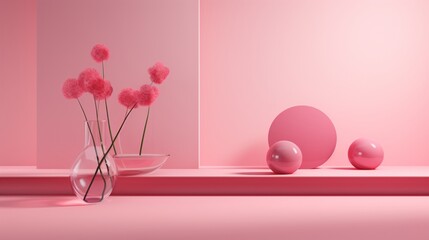 A modern and minimalist pink backdrop, clean and vibrant, adding a touch of contemporary style to the composition with its chic and fashionable allure.