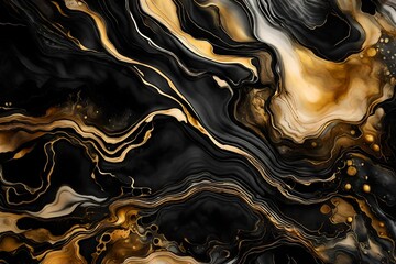 abstract golden and black liquid background and marble design