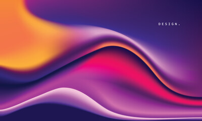 Colorful wavy fluid mesh gradient background. Abstract blurred color gradation backdrop. Modern Flow shape template for poster, cover, banner, presentation, or flyer.