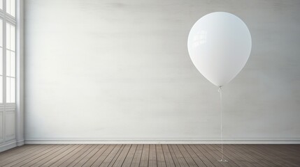A single, vibrant balloon suspended gracefully against a blank canvas of white, radiating a sense of buoyancy and lightness.