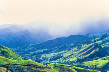 Scenic view at a rolling landscape in Costa Rica