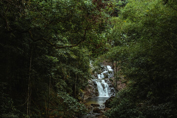 Beautiful Lampi Waterfall in Rainforest of Thailand