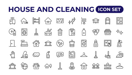 House cleaning icon set.Cleaning icon collection.Outline icon collection.