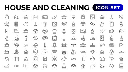 Fototapeta na wymiar House cleaning icon set.Cleaning icon collection.Outline icon collection.